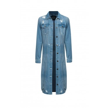 Womens Plus Size Denim Maxi Jacket Size 3X
